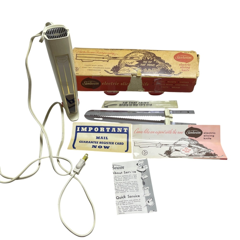 Sunbeam Electric Slicing Knife Retro Vintage EK-100 Beige Corded Works